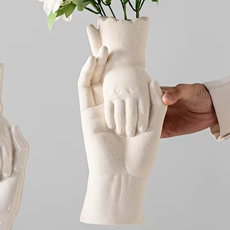 

Креативная скандинавская керамическая неправильная ваза для дома, гостиной, настольного декора, большая ручная вытягивающая маленькую цветочную композицию в форме руки, 1 шт.