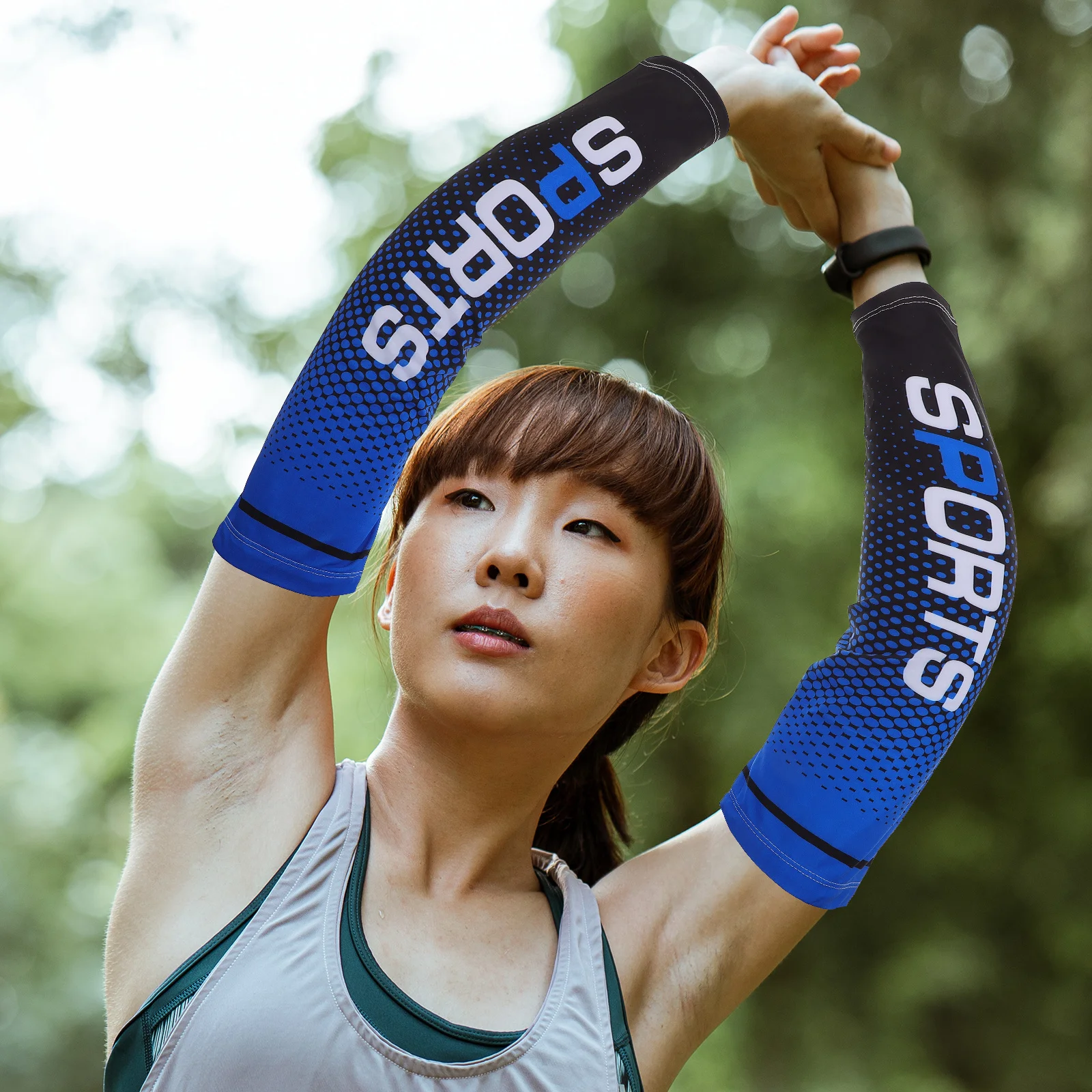 1 مجموعة قناع الوجه للحماية من الشمس أكمام الكوع من الحرير الجليدي الذراع الساعد الحرس التبريد تنفس في الهواء الطلق غطاء للأشعة فوق البنفسجية للرجال والنساء #5