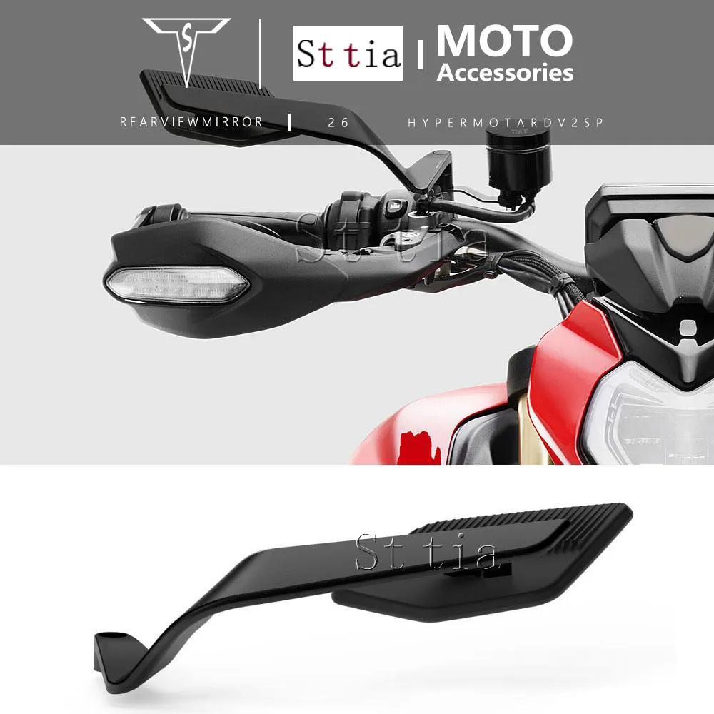 

For Ducati Hypermotard V2 SP 2026 New Motorcycle Accessories Mirrors Black Wind Wing Adjustable Rotating Rearview Mirrors Kits