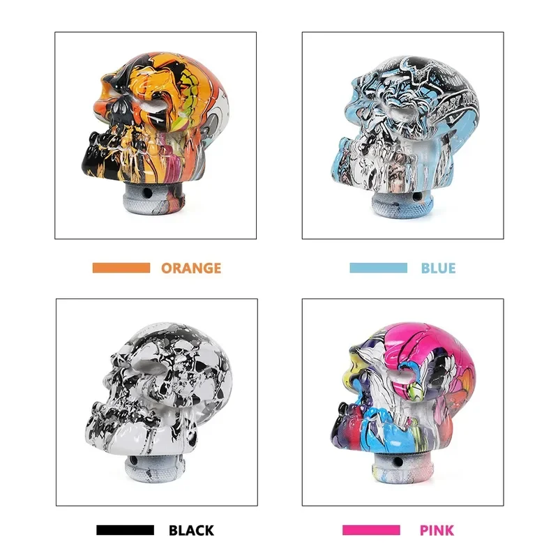 for Car Modification Accessories Graffiti Resin Skull Gear Head Personalized Variable Speed Handle Shift Knob
