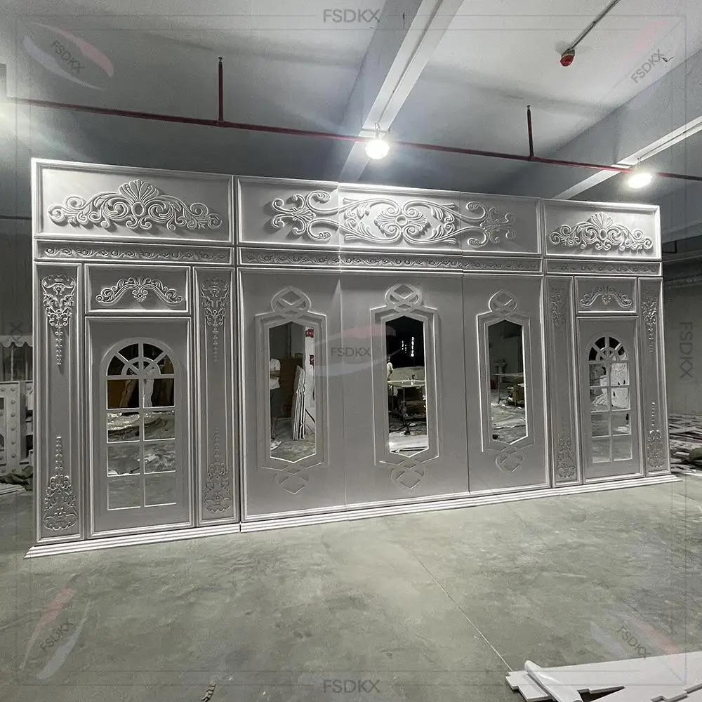 

Modern Wedding Stage Arch Panel Stand White Carving Door Shape Backdrop for Events Party Ceremony Stage Backdrop