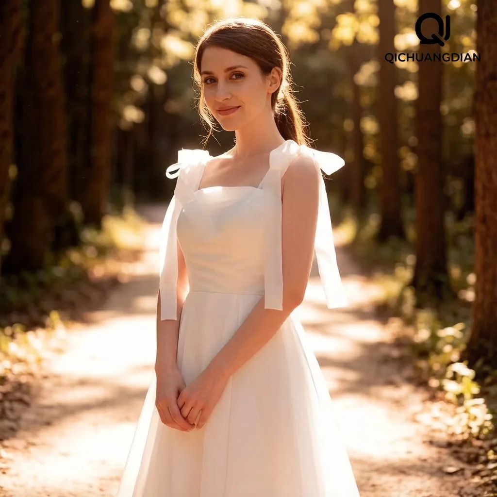 

Customized Simple Organza Wedding Dresses Strapless A-Line Zipper Bride Formal Party Wedding Vestido De Noiva robe de mariée