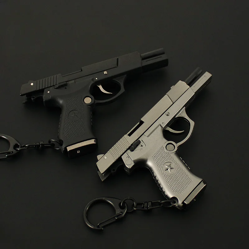 Csnoobs Semi Alloy 1:3 QSZ 92 Pistol Model Shell Eject Assembly Toy Gun Keychain Pendant Mini Pistol Weapon Christmas Gift