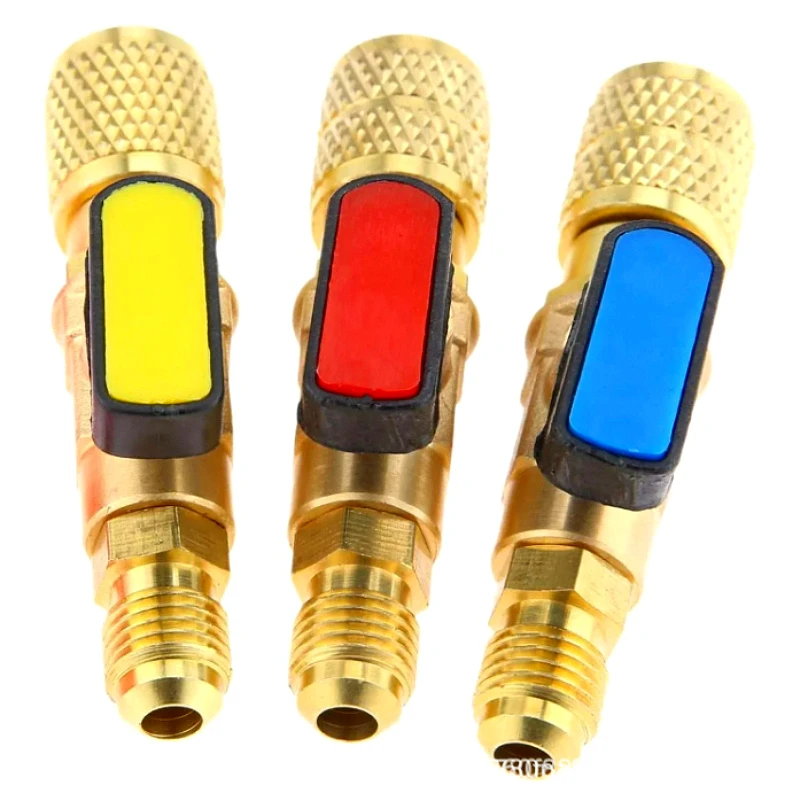 

Three Color 1/4 "external Thread To 1/4" Internal Thread SAE Straight Through Ball Valve Refrigerant R22 AC Load