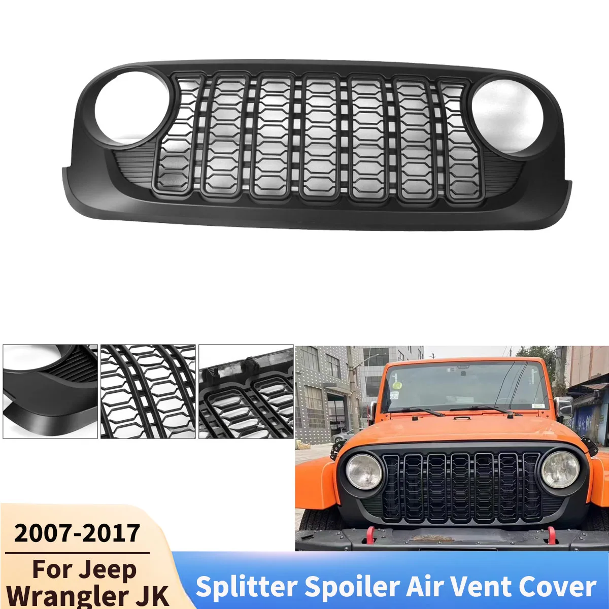 

Для Jeep Wrangler JK 2007-2017 автомобильный передний бампер гоночные грили ручка подлокотник сплиттер спойлер вентиляционное отверстие крышка аксессуары тюнинг