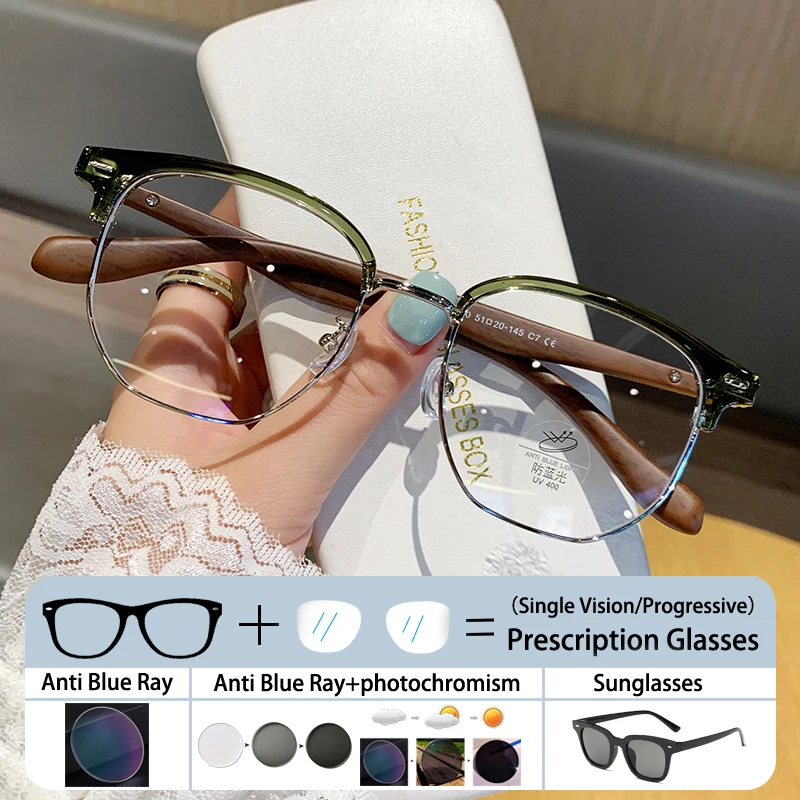 

Fashion Optical Women Prescription Polygonal Eyebrow Frame Anti Blue Ray Near Sigh Photochromic Men Presbyopic Myopia Eyeglasse