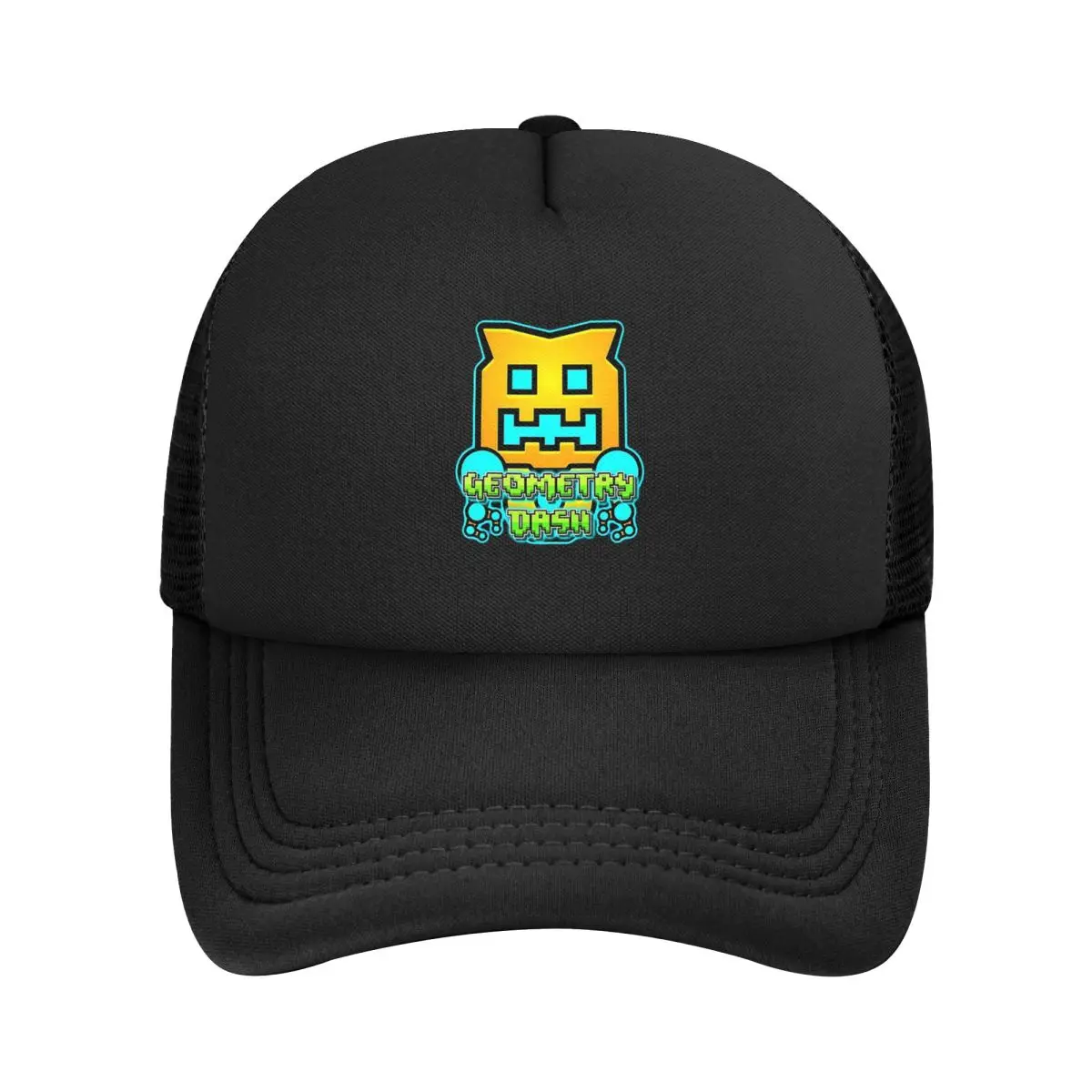 Video Game Geometry Dash Mesh Baseball Caps Snapback Fashion Baseball Hats Breathable Casual Casquette Outdoor Unisex