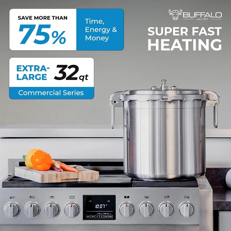 Pentola per conserve grande in acciaio inossidabile da 32 litri con coperchio per uso commerciale - Pressa per piano cottura facile da pulire