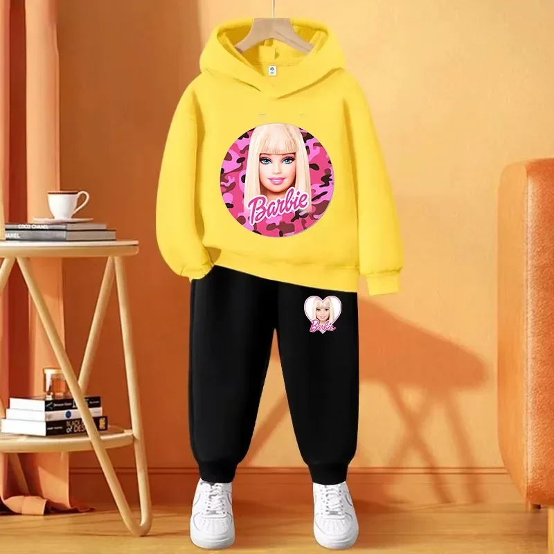 Boys Girls Clothes Barbie Hoodie Set Kids 2pcs Spring Autumn Toddler Girls Cartoon Hooded +pants Tracksuit Girls Clothing