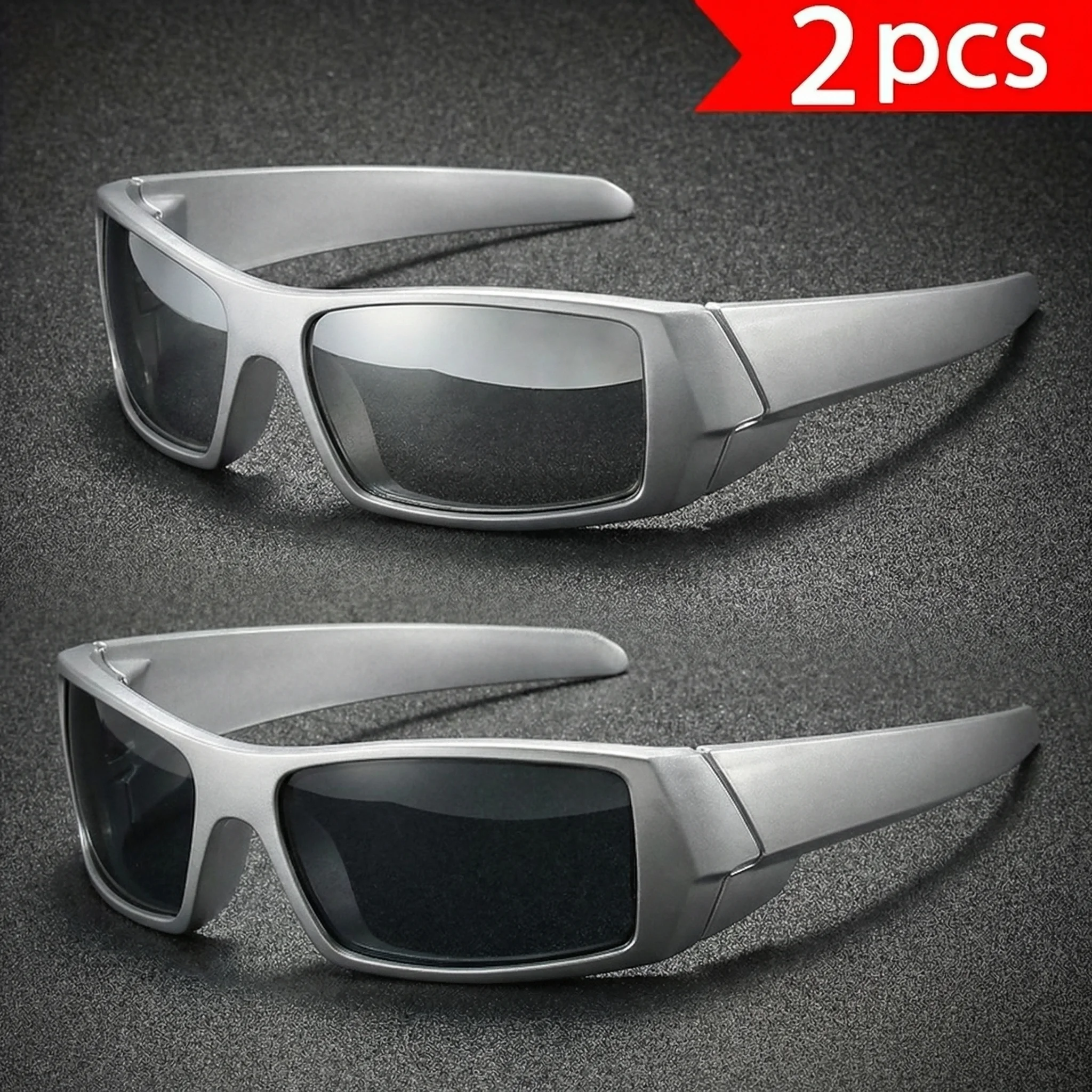 2 Pairs Of Vintage Square Sunglasses, Men's Fashion Casual Sunglasses