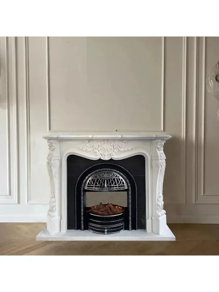 French Natural Marble Mantel Hand-Carved Three-Dimensional