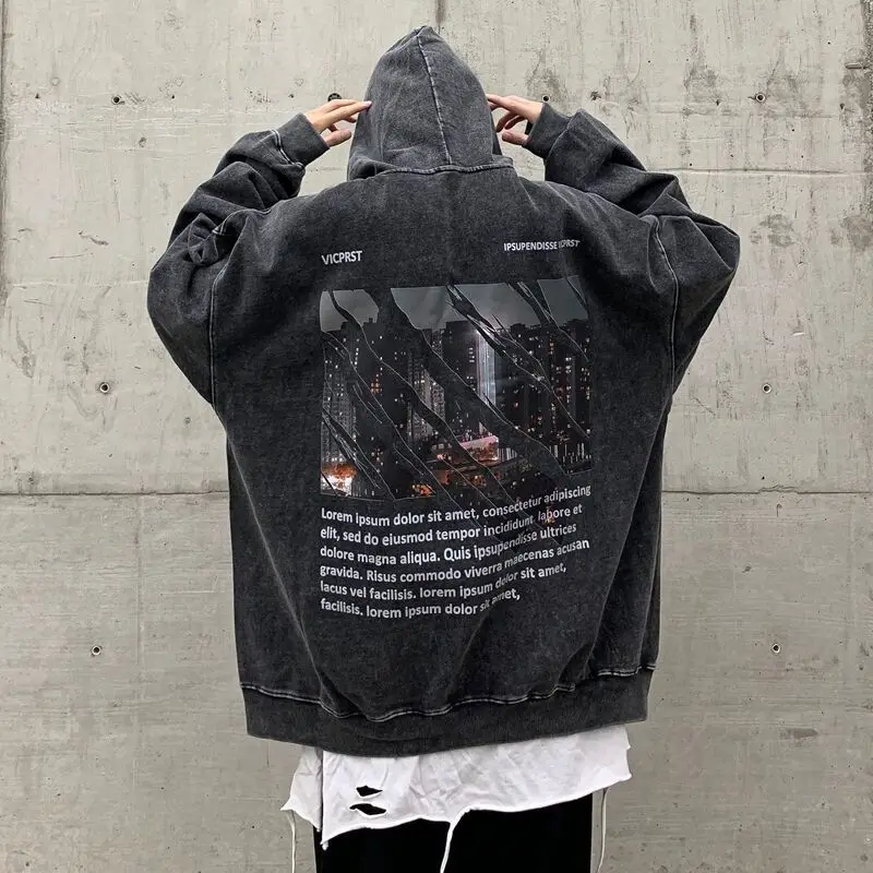 

Мужская повседневная потертая футболка в стиле Харадзюку, свободная уличная одежда с рисунком в стиле аниме, готики, черные топы, футболки, женская одежда 2025