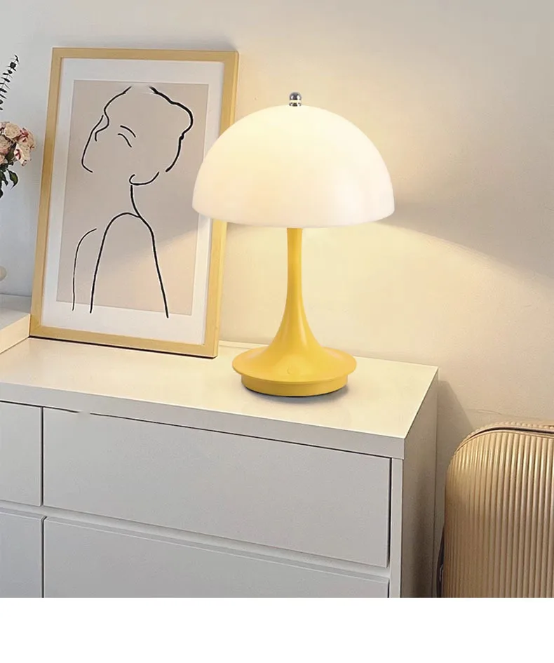 LED mushroom small table lamp portable USB charging dimmable flower bud lamp bedroom bedside lamp