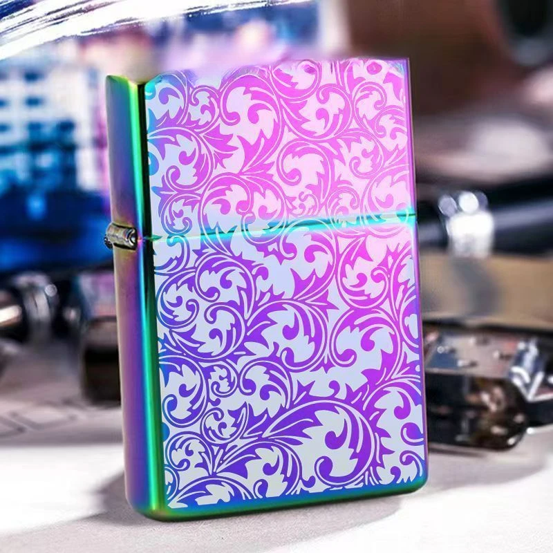 Classic Floral Oil Lighter, Metal Grinding Wheel, Kerose ne Lighter, Men's Smoking Accessories Can Be Customized with Patterns