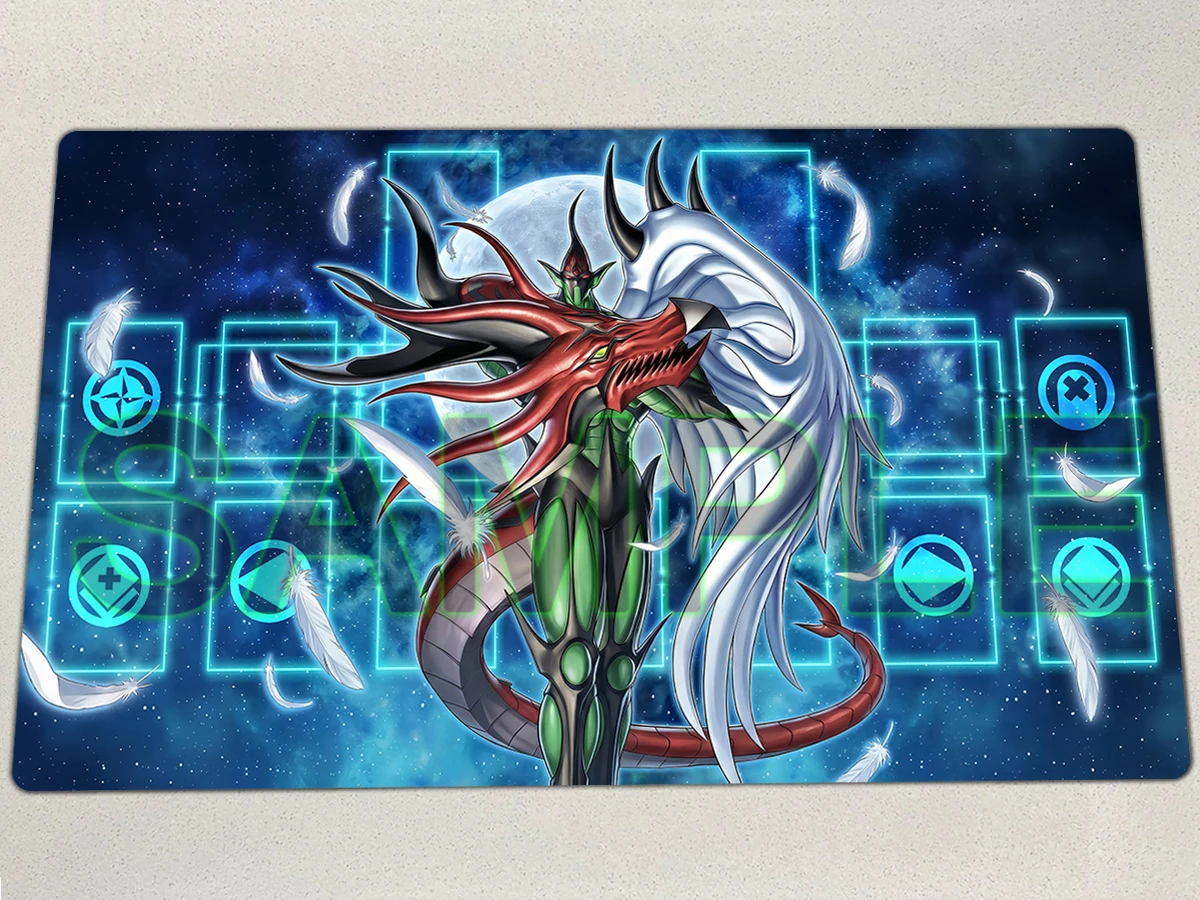 YuGiOh Elemental HERO Flame Wingman Infernal Rage Playmat TCG CCG Mat Board Game Trading Card Game Mat Rubber Mouse Pad Free Bag