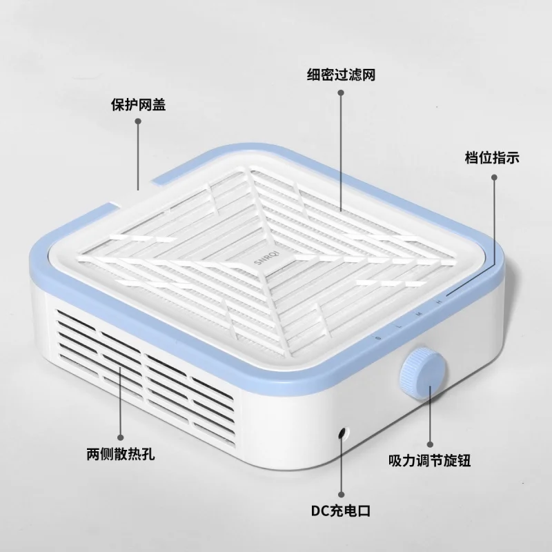 

Nail vacuum cleaner with dual turbine, battery-powered, silent and powerful suction