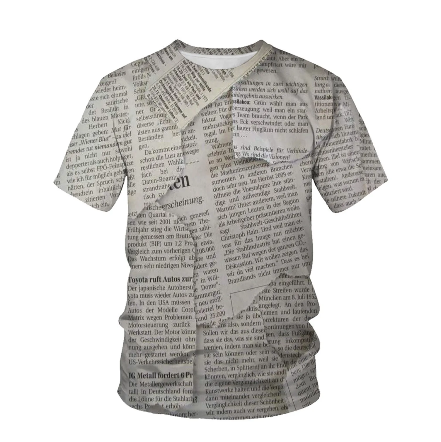 Homens e Mulheres 3D Inglês Jornal Imprimir T-shirt, Roupas Femininas, Plus Size, S-7XL, 4 Estações, Casual Oversized Streetwear, Moda, Novo