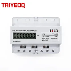 Din Rail 380V 3 Phase 4 Wire Electronic Watt Power Energy Display Smart Meter Wattmeter kWh 100A AC LCD 7P 50Hz