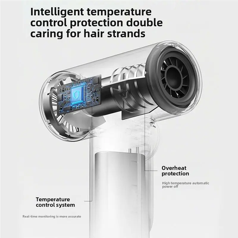 【PLAISIR】Travel Portable Wireless Hair Dryer 30000 Rpm Negative Ions USB Charging Outdoor High-Speed Cold Warm Wind 100 Gears - view 3
