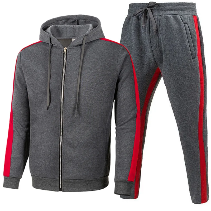 Fashion Men Tracksuit  Hooded Sweatshirts+Sport Pants High Quality Gym Outfits Casual Jogging Zipper Hoodie  Set