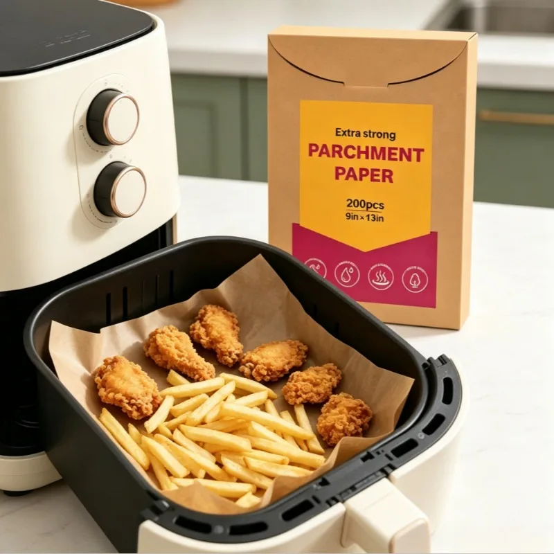 Parchment Paper Sheets,Non-Stick and Non-Toxic Precut Unbleached Parchment Paper for Baking,Grilling,Air Fryer Steaming,200 PCS