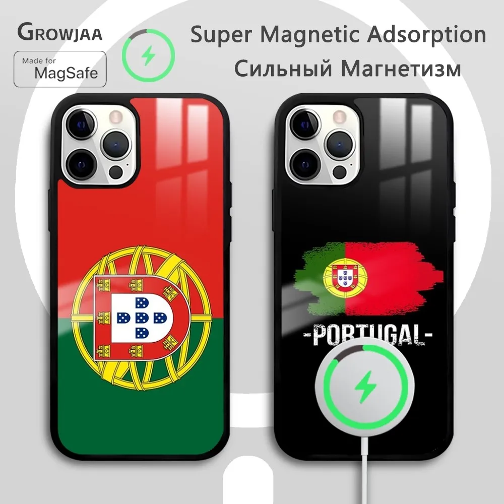 

Portugal Flag Pattern Phone Case For IPhone 16 15 14 13 12 11 Pro Max Plus Mini Magsafe Mirror Wireless Magnetic Funda