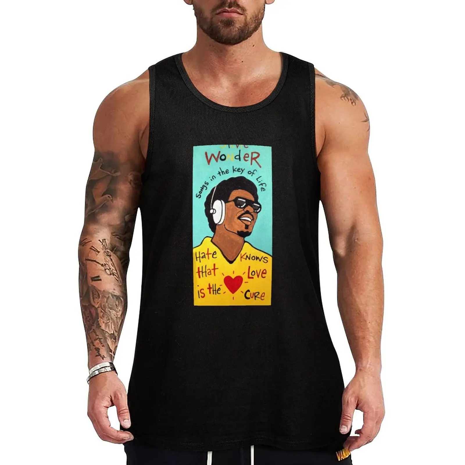 

Stevie Wonder Pop FolkArt Tank Top t-shirts for men Men sleeveless tee men clothes