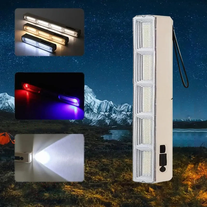Portable LED Camping Lamp Night Market Light Rechargeable High Brightness Lamp Tube for Outdoor Multi-Function Camping Lighting