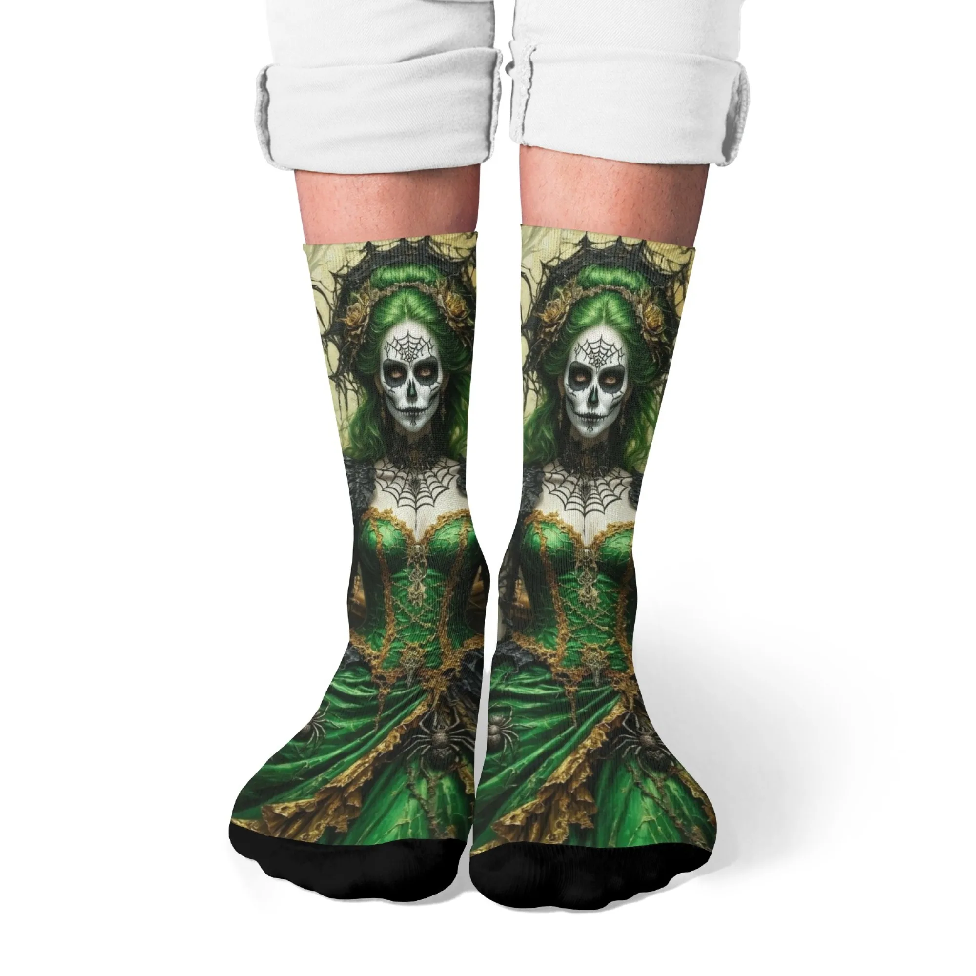 Crazy Spider Skull Socken Retro-Stil Casual Fashion Herrensocken Geschenk Neuheit Lustige Kompressionssocken Straße Hip Hop Happy Socken