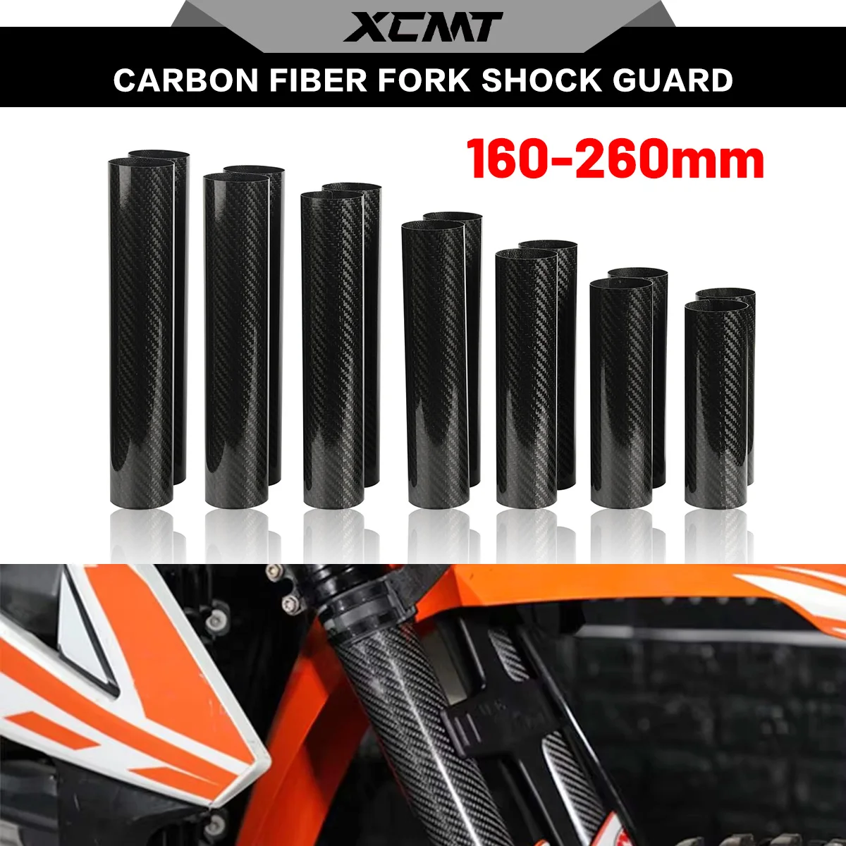 160mm-260mm Carbon Fiber Front Fork Guard Wrap Cover for KTM Kawasaki Suzuki Honda Yamaha Motocross Universal Parts