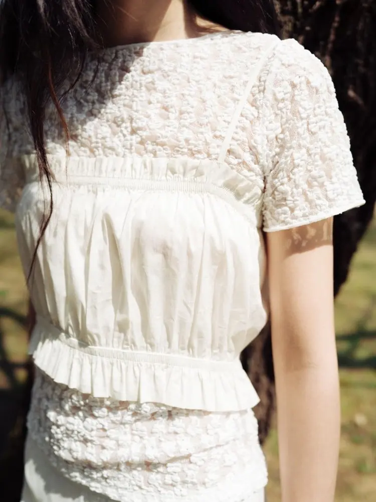 

Korean Sle Plaid irt And Skirt Set Summer 2025 Faion Two-Piece Women's Clothing Polyester ort Sve round Ne