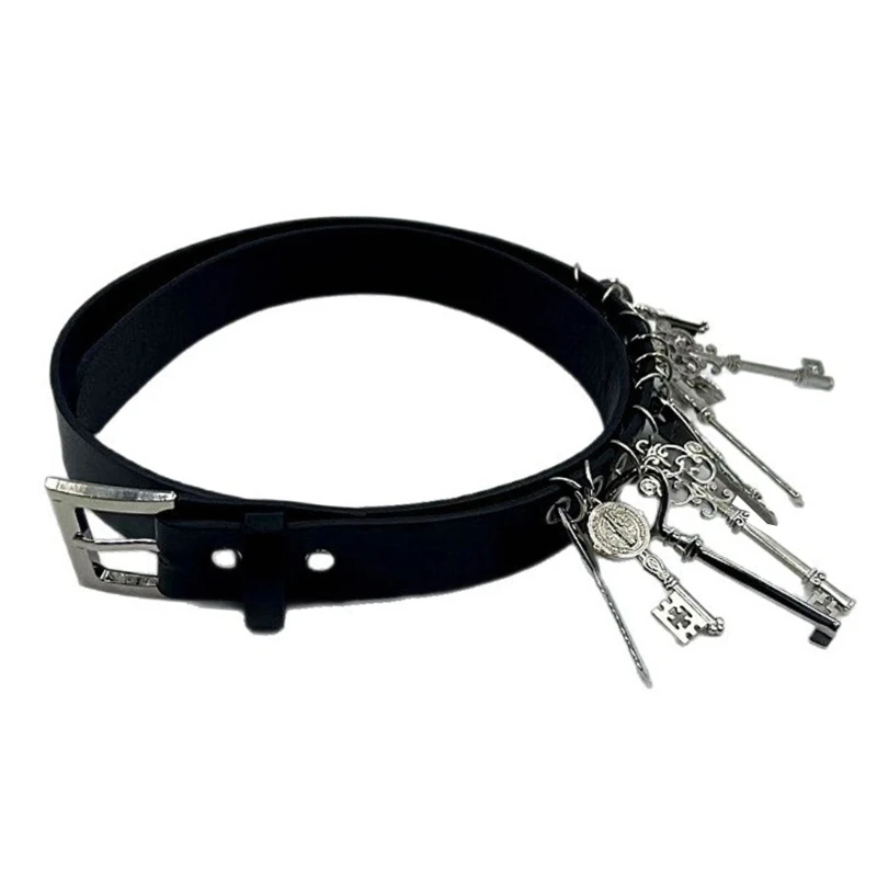 E56A Outsider Fashion Keychain Belt Permanent PU Leather With Adjustable Strap For Men And Women