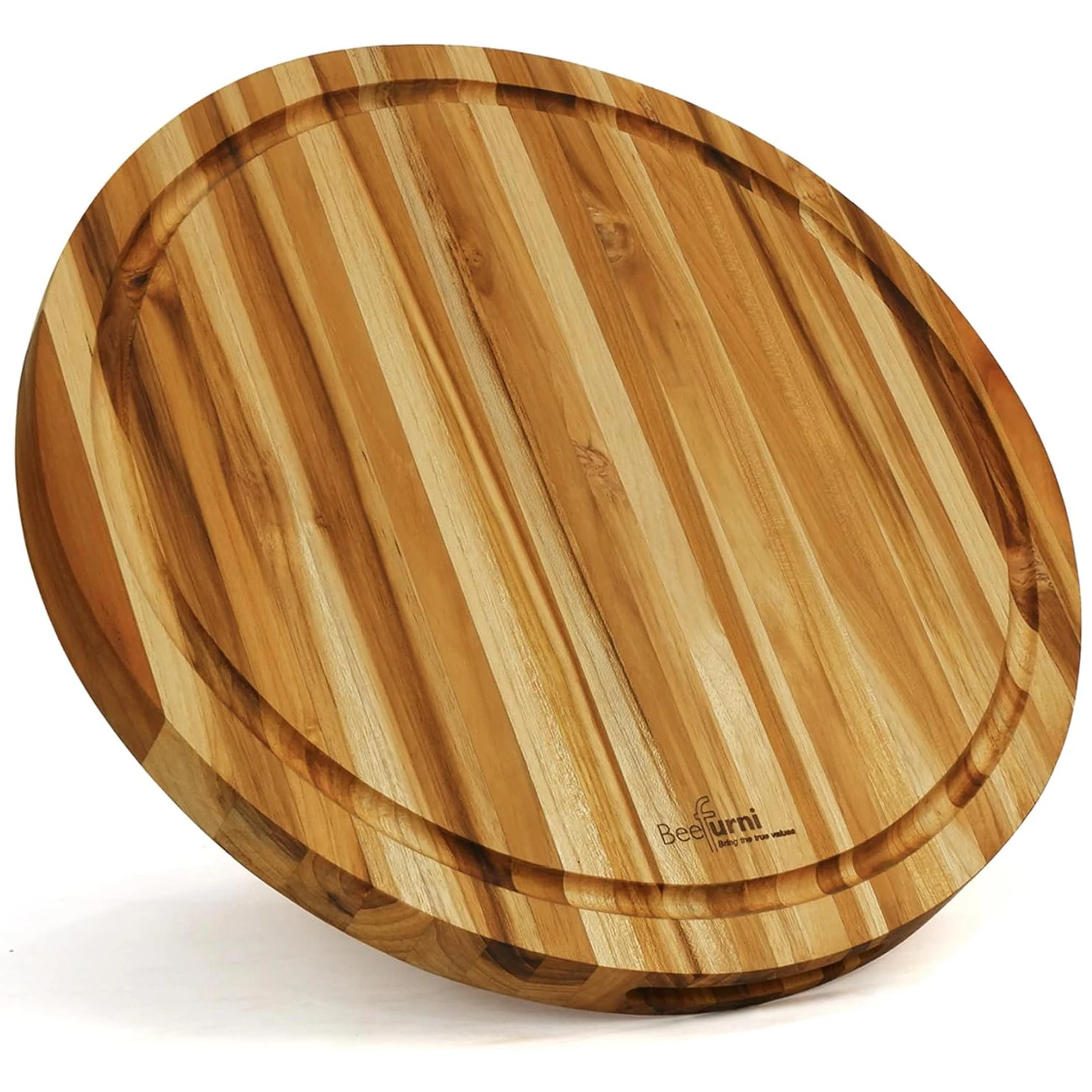 5Pcs Kitchen Wooden Cutting Boards with Groove Knife-Safe Round Wooden Serving Boards for Kitchen Round