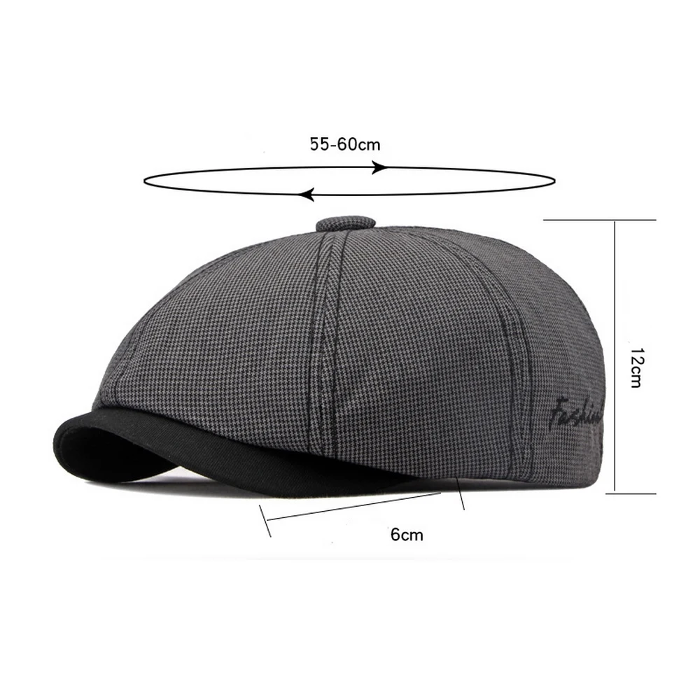 Gorra octogonal ajustable de algodón para hombre, gorro de vendedor de periódicos, 55-60cm, patrón Crosshatch, diseño de choque de Color, primavera