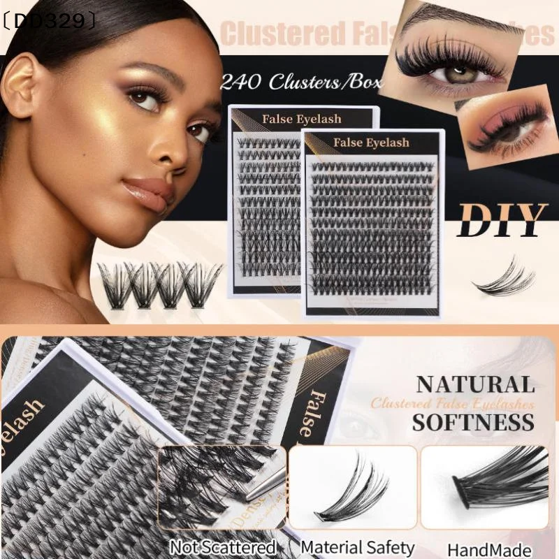 240PCS DIY Mix Clusters Kit 30D/40D Individual False Eyeashes Wispy Fluffy With Applicator Tools Self-Grafting At Home〔DD329〕