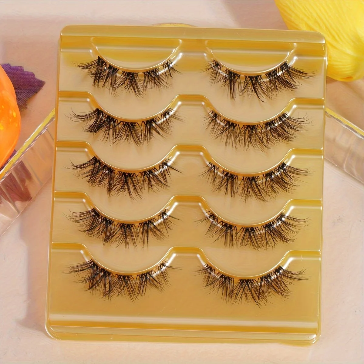 5 Pairs of Natural Cross-Weave False Eyelashes with Transparent Band – Best-Selling in the Middle East