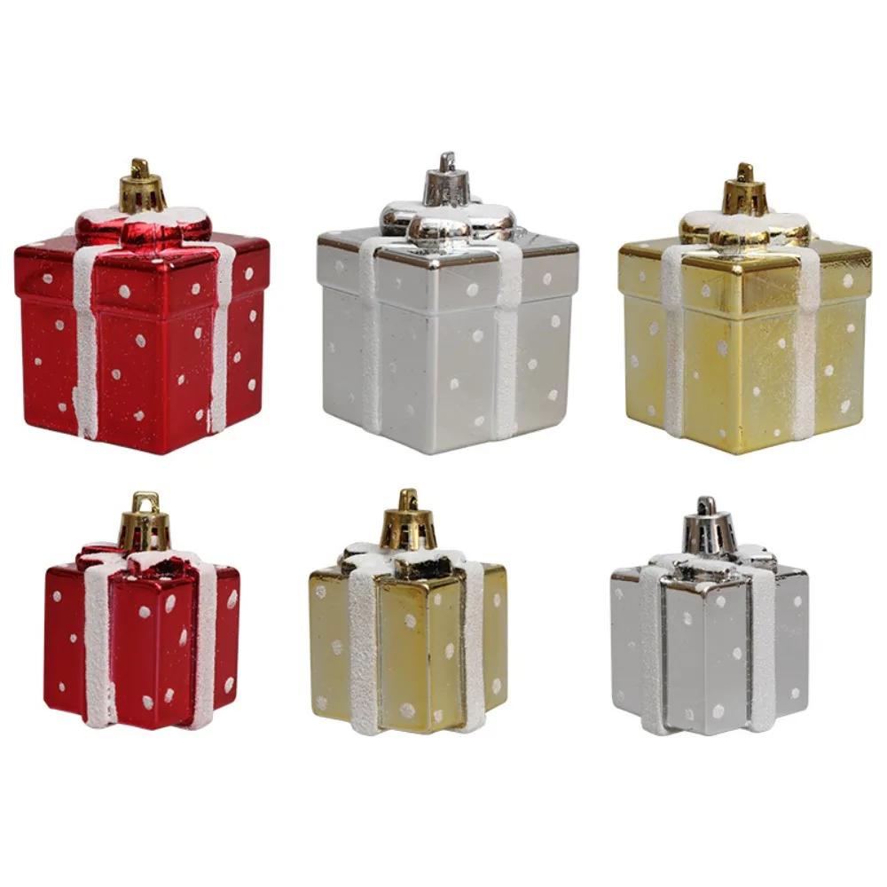 

DIY Crafts Painted Christmas Gift 4/5cm Plastic Christmas Tree Ornament New Year Hanging Ornament Christmas Gifts Boxes Pendant