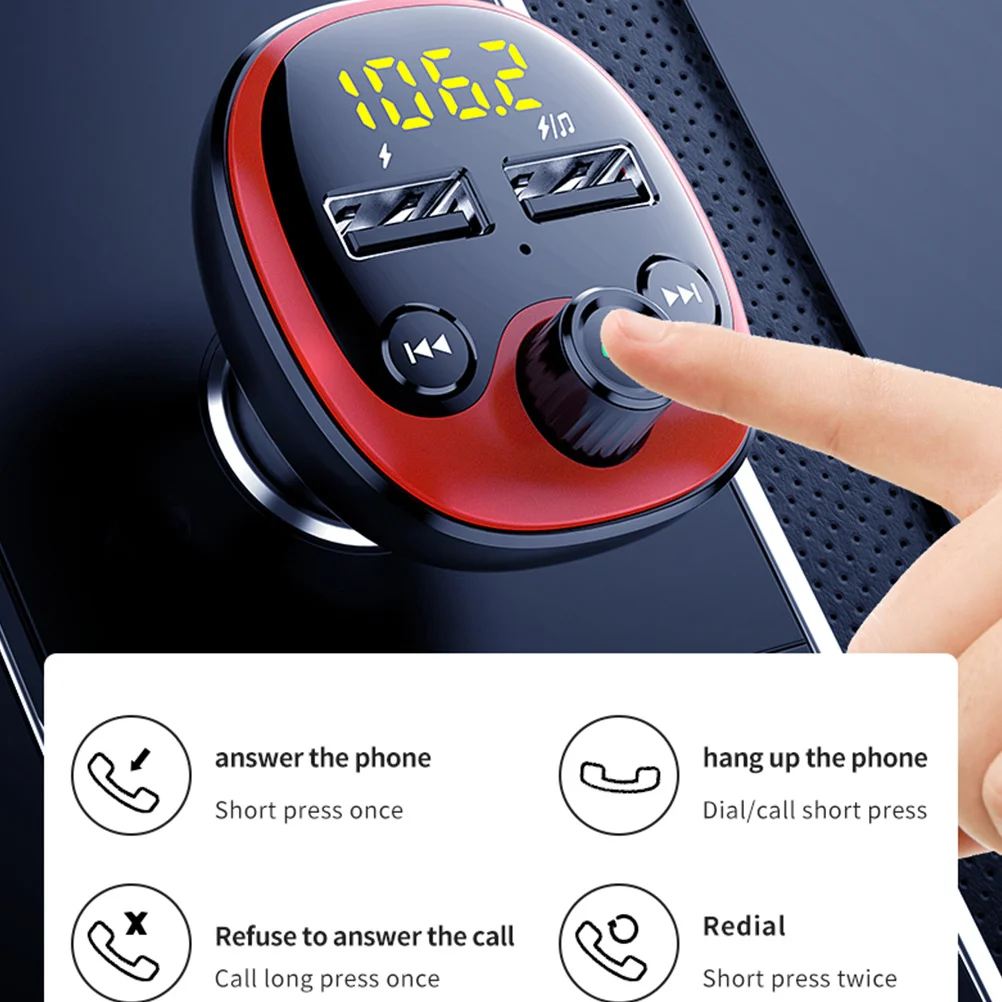 سيارة مزدوجة USB Mp3 Fm الارسال شاشة LCD حمراء تدعم U USB مشغل موسيقى تلقائي إلغاء الضوضاء