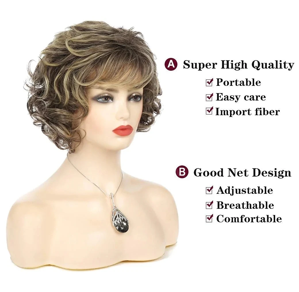 Synthetic Wig Short Curly Asymmetrical Wig Short Brown Synthetic Hair Women's Cosplay Party Fashion Brown Costume Wigs