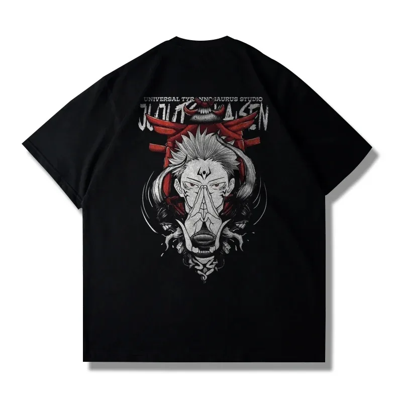 Harajuku Y2k Top Vintage Oversized Cotton T Shirt Japanese Anime Jujutsu Kaisen Ryomen Sukuna Print Short Sleeves Tees 2024