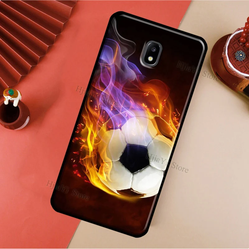 Fire Football Soccer ball Cover Samsung Galaxy A3 A5 2016 J1 J3 J4 J5 J6 J7 2017 J2 Core J8 A9 A8 A6 2018 Coque