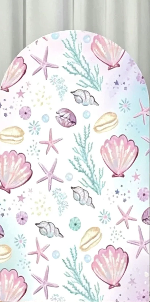 Custom Double-Sided Mermaid Baby Shower Arch Backdrop Cover Under The Sea Mermaid Scales Shell Birthday Party Photography