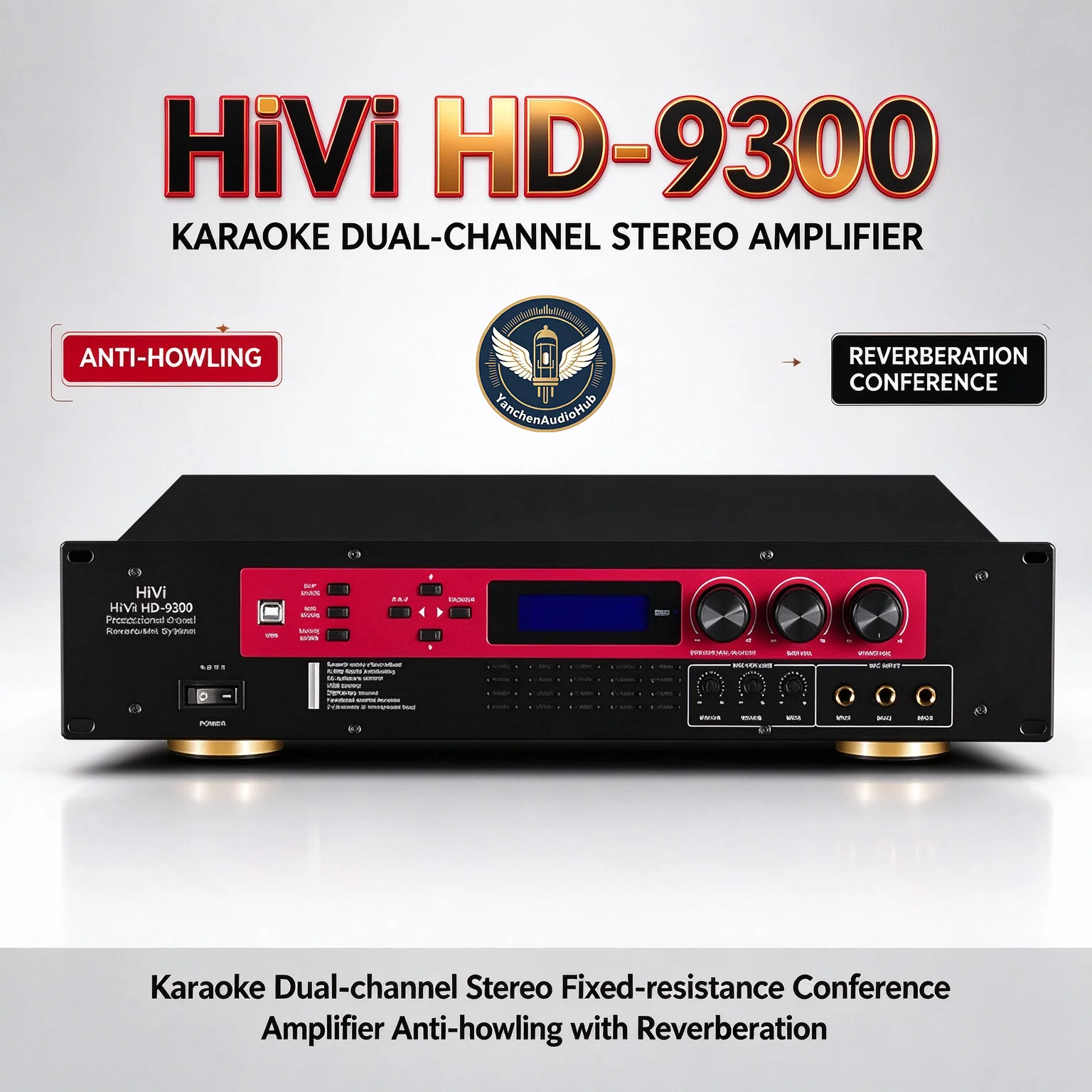 CHN 2027 Hivi-HD-9300 Karaoke Dual Channel Stereo Fixed Resistance Conference Amplifier Anti-Howling with Reverberation
