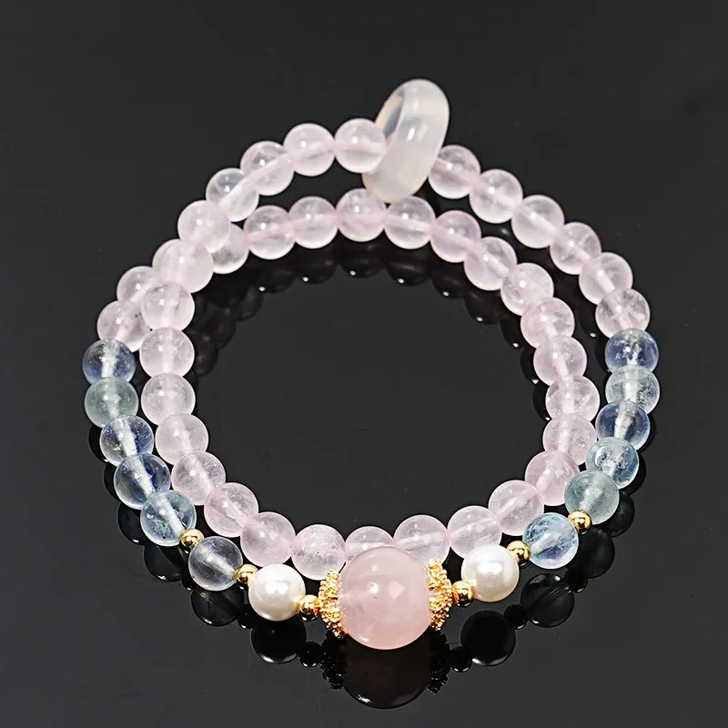 

Natural Powder Crystal White Crystal Bracelet Light Luxury Fashion Lucky Women Bracelet, Gift