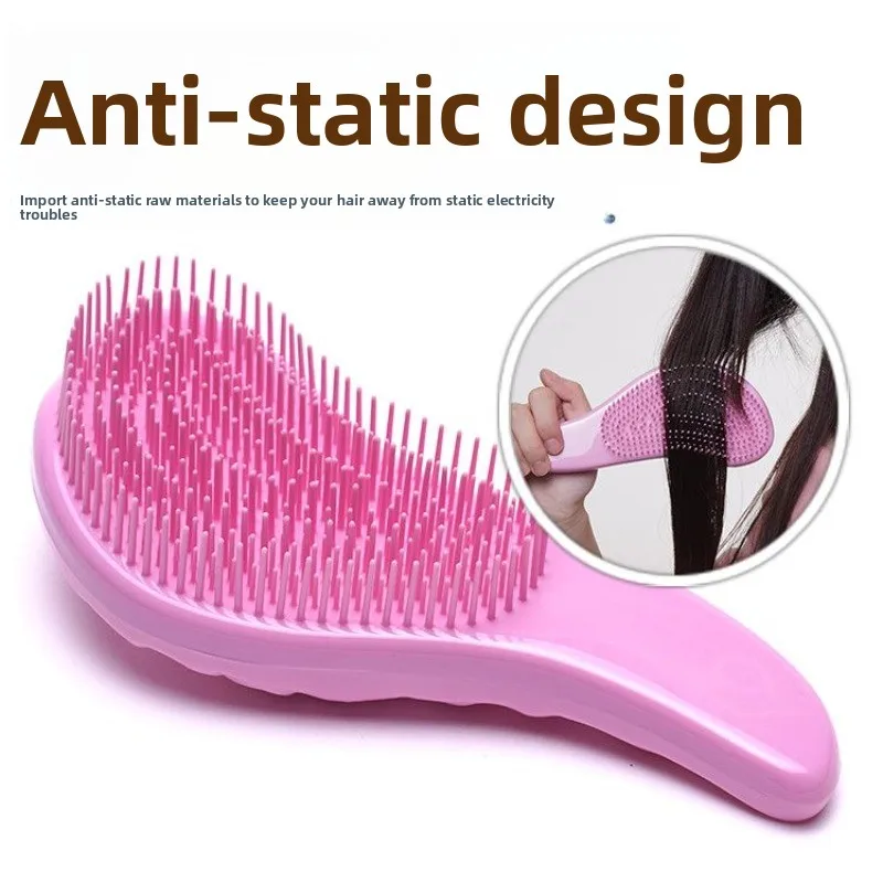 Angel Wing Detangling Hair Brush Anti Static Reduce Hair Loss Tangle-Free Wooden Hair Comb for Long Hair Household Daily Hair