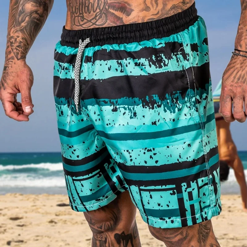 

Мужские короткие брюки в красочную полоску с 3D принтом, забавные плавки с цветным узором, летние повседневные пляжные шорты большого размера