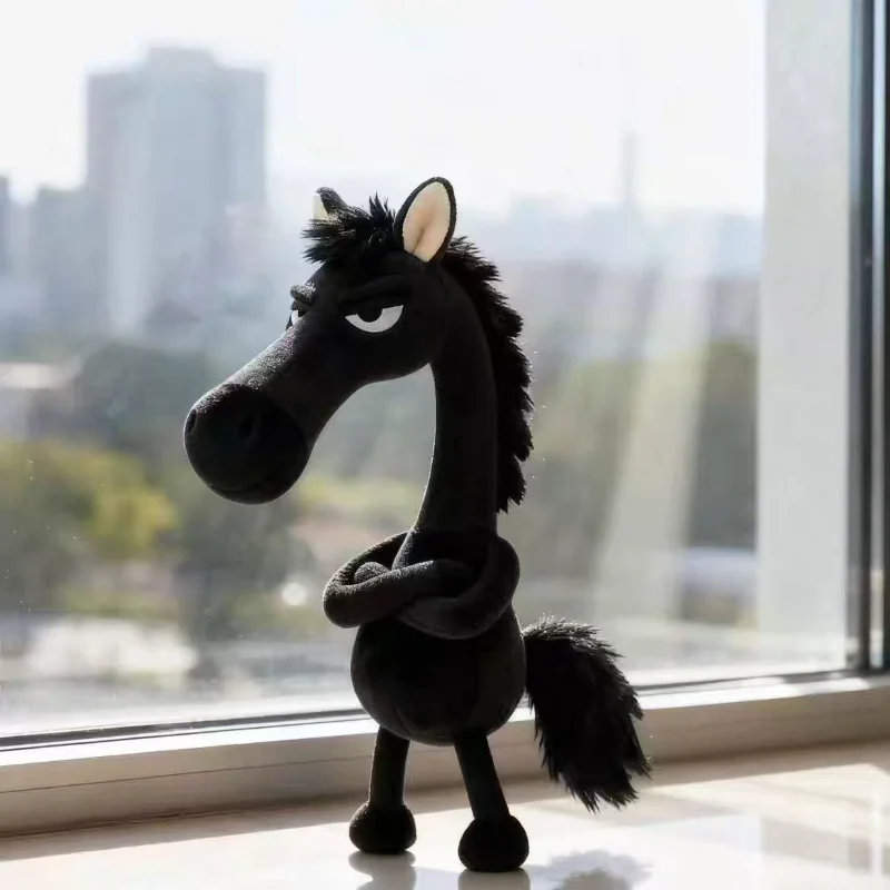 Llavero de caballo negro, juguete de peluche, mochila, colgante, decoración, año del caballo, juguete de peluche, regalos de Año Nuevo para niños y niñas, 1 Uds.