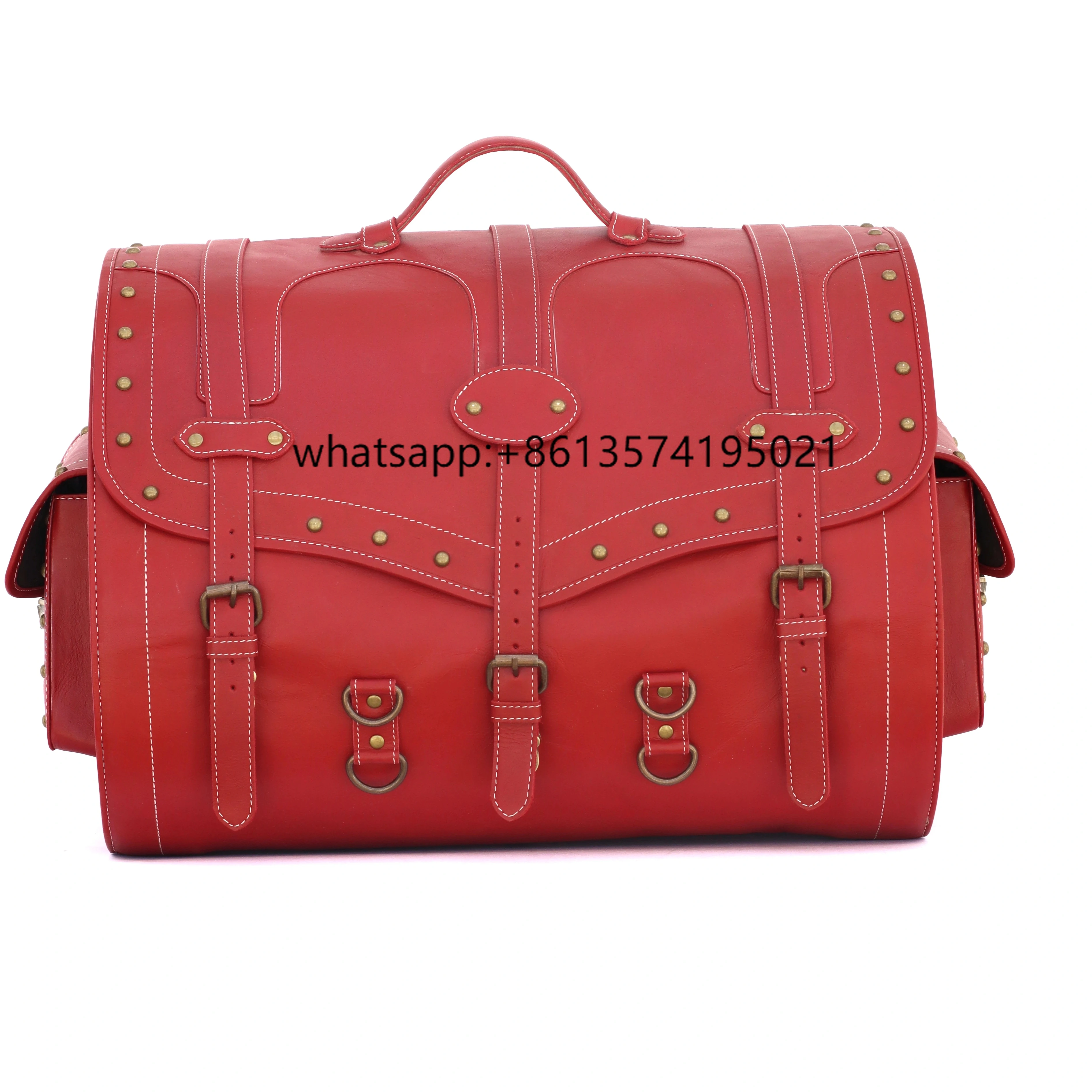 

RABADA Handmade Vintage Crafts Waterproof Leather Handlebar Bike Tool Bag Buff Leather Travel Accessory Trunks Motorcycle