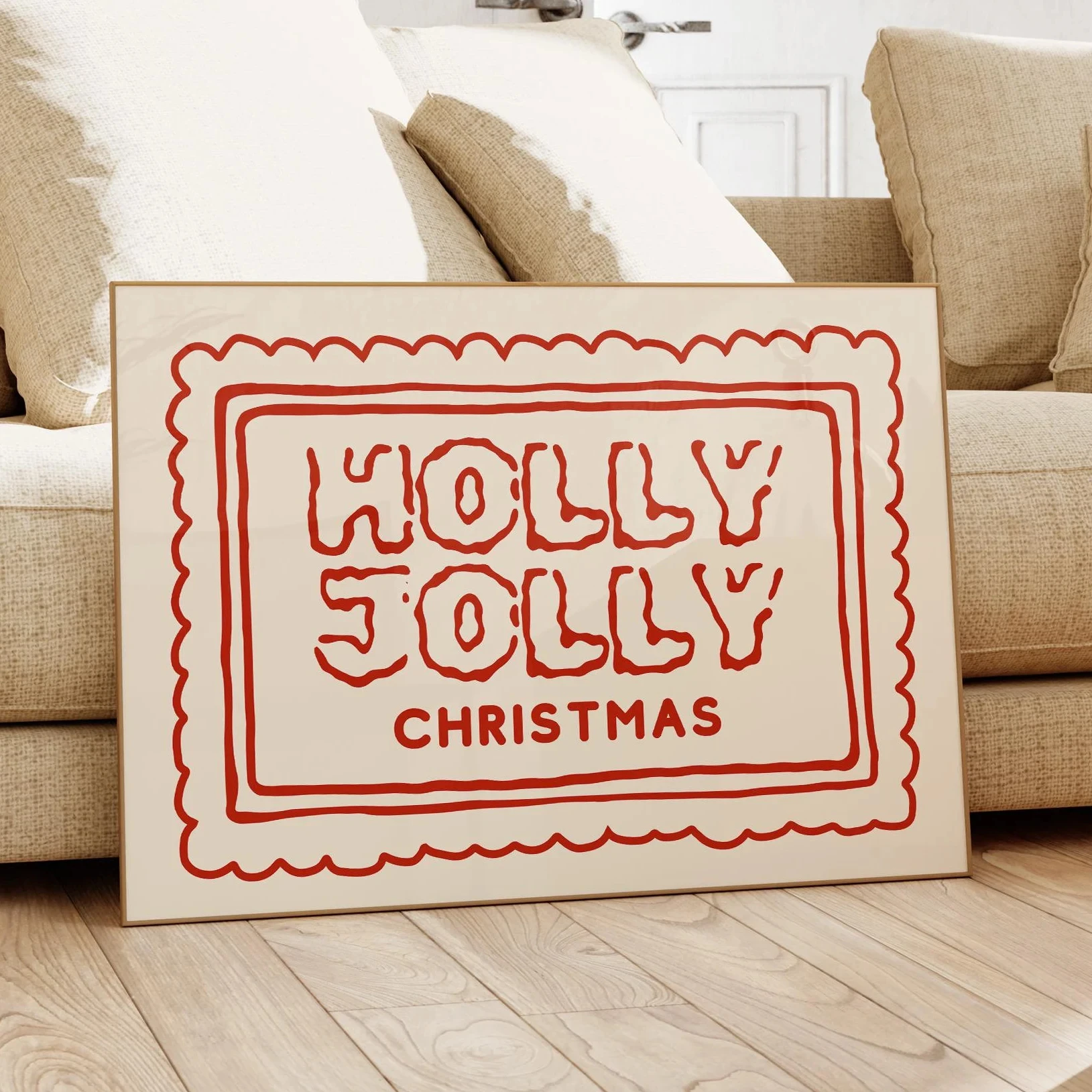 1pc “Holly Jolly Christmas” Aesthetic Poster Art Retro Minimalist Holiday Frameless Print Festive Home Party Decor