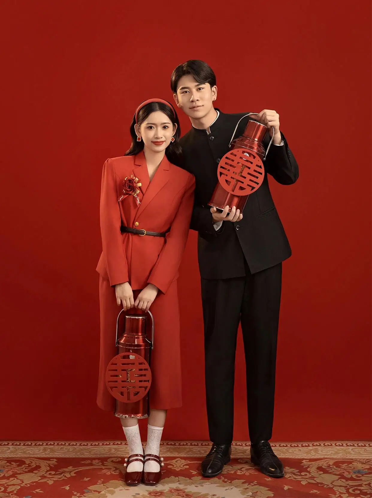 

Красные свадебные костюмы в стиле ретро для пар, китайская этническая одежда для фотосессий, праздничная студийная одежда для фотосъемки, сценические костюмы для косплея